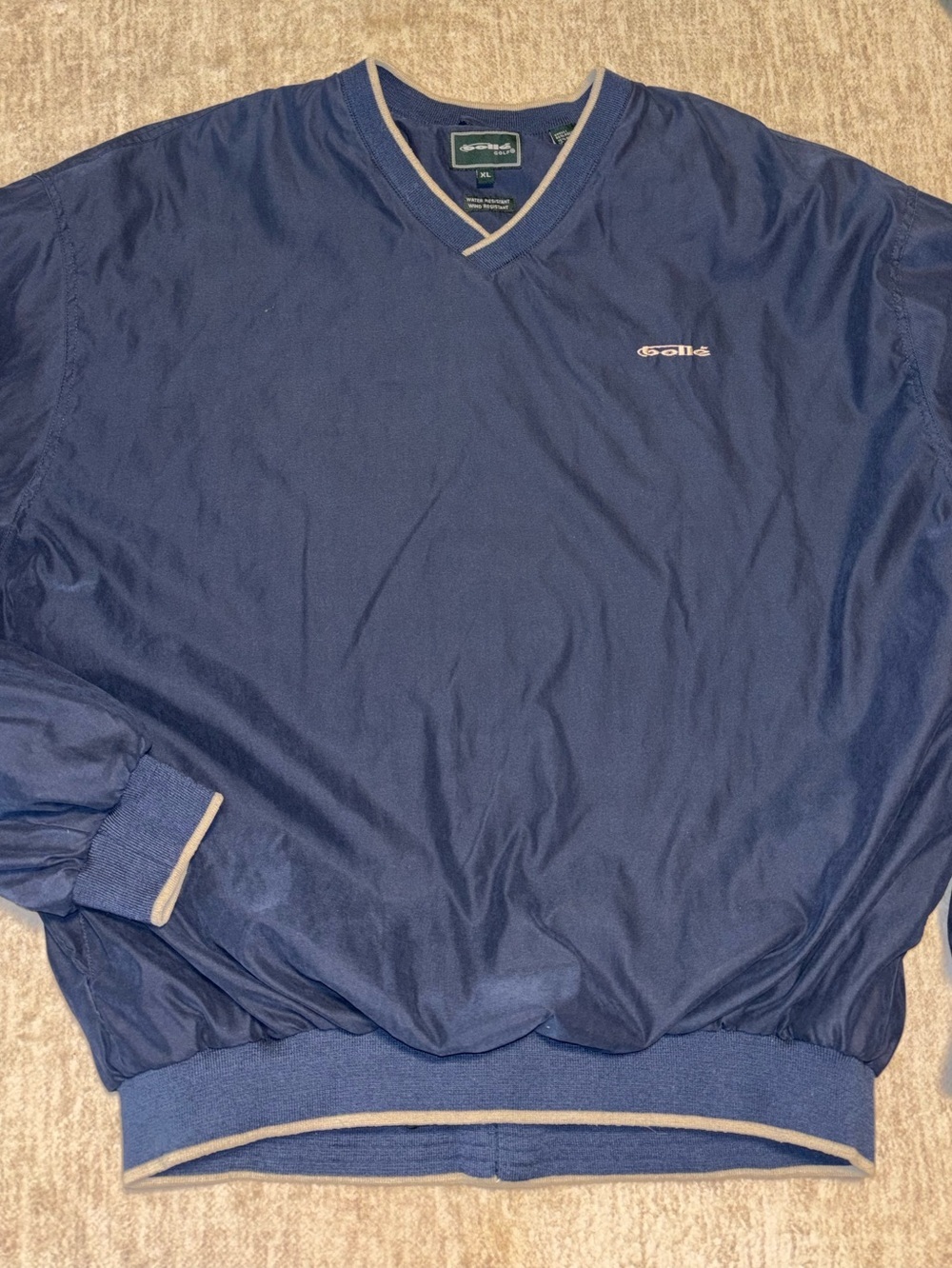 Vintage Y2K Bolle Golf V-Neck Pullover Windbreaker Jacket Navy Blue Mens XL pock